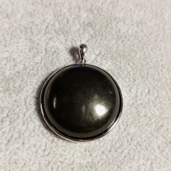 Pendentif de shungite - rond serti argenté